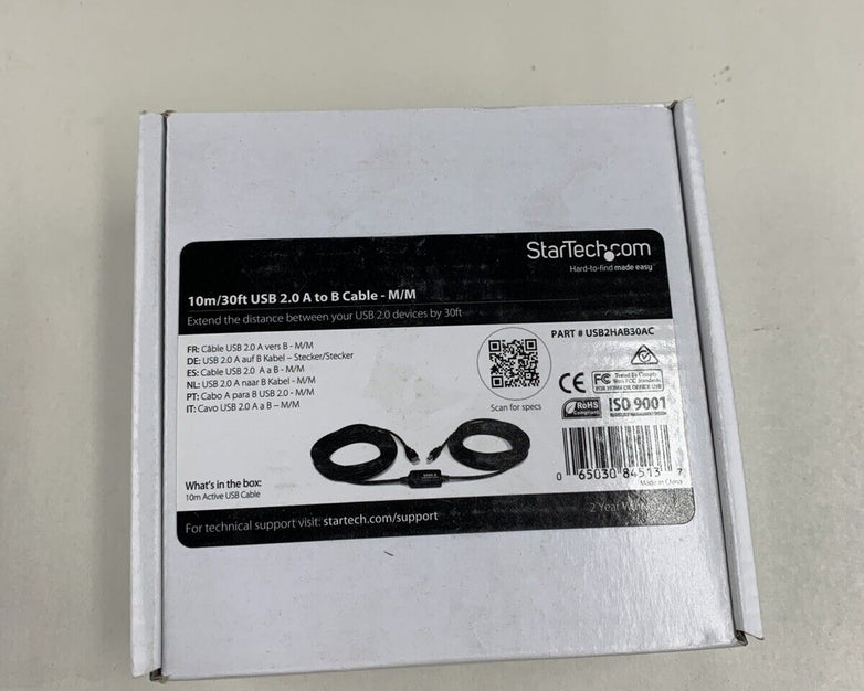 Star Tech USB2HAB30AC 10m/30ft USB 2.0 A to B Cable- M/M