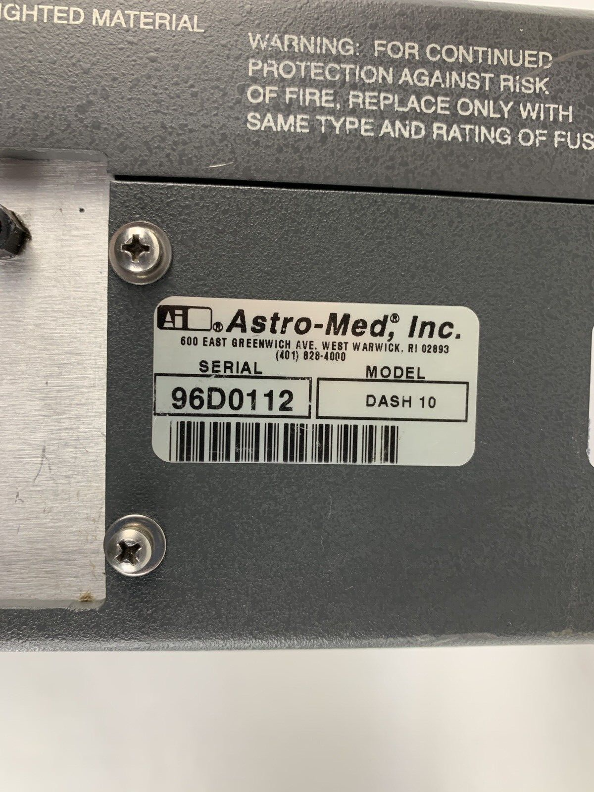 Astro-Med Dash 10 250v RMS Data Logger Powers On9