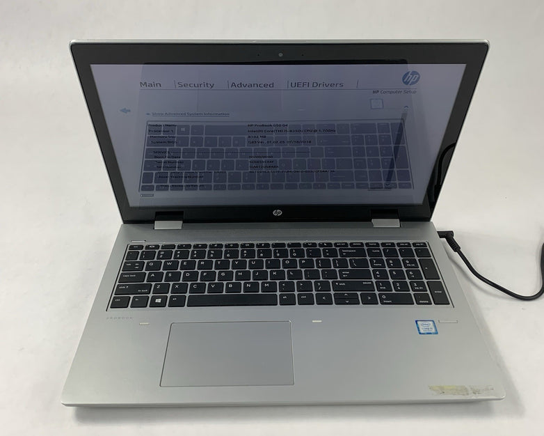 HP Probook 650 G4 15.6" Intel I5-8350U 1.70 GHz 8 GB RAM No OS No HDD