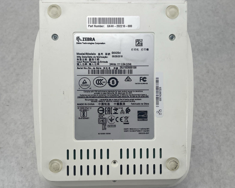 Zebra GK420d GK42-202210-000 Thermal Label Printer Tested 159pgc No Power Supply