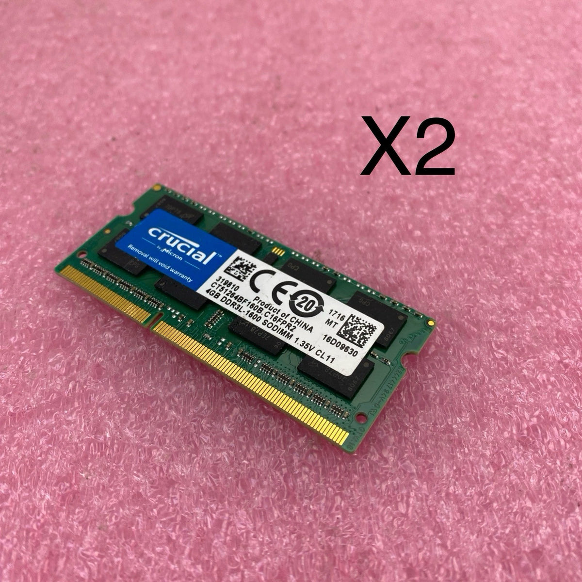 Crucial 4GB DDR3L-1600 Laptop Memory Ram CT51264BF160B.C16FPR2 - Lot of 20