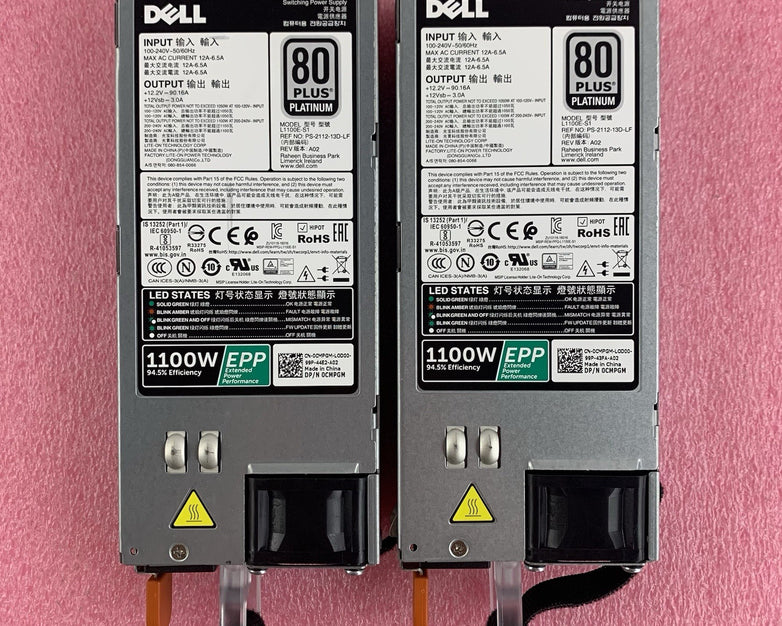 Dell L1100E-S1 CMPGM 1100W 80+ Platinum AC Power Supply Lot of 2x
