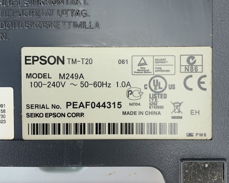Epson TM-T20 M249A Thermal Receipt Printer - Parts or Repair