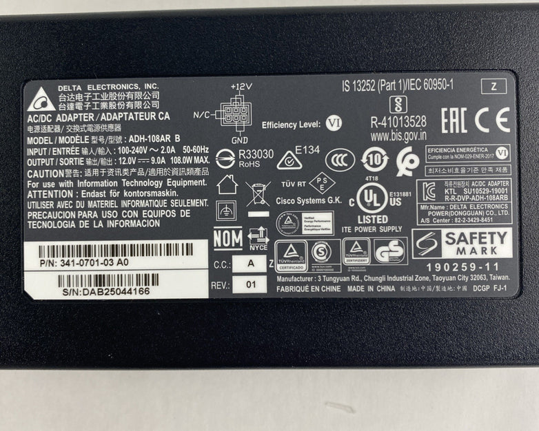 Delta ADH-108AR-B 12V 9A 108W Ac Adapter Power Supply 6Pin
