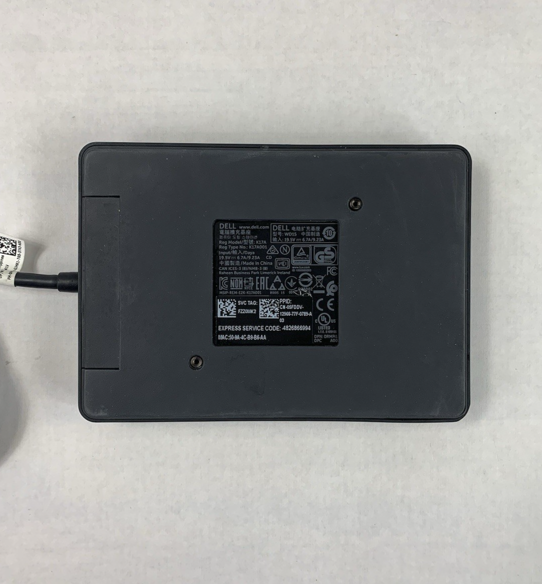 Dell WD15 K17A USB-C Thunderbolt Docking Station (Lot of 2)