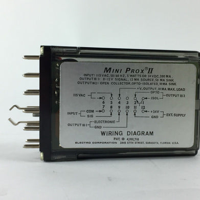Electro Corporation Mini Prox II Model 55141B 115Vac/24Vdc Proximity Module
