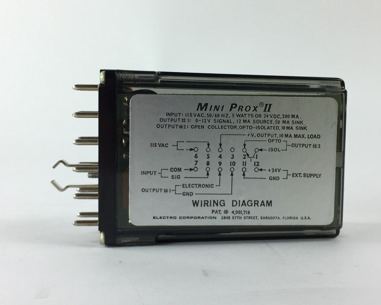 Electro Corporation Mini Prox II Model 55141B 115Vac/24Vdc Proximity Module