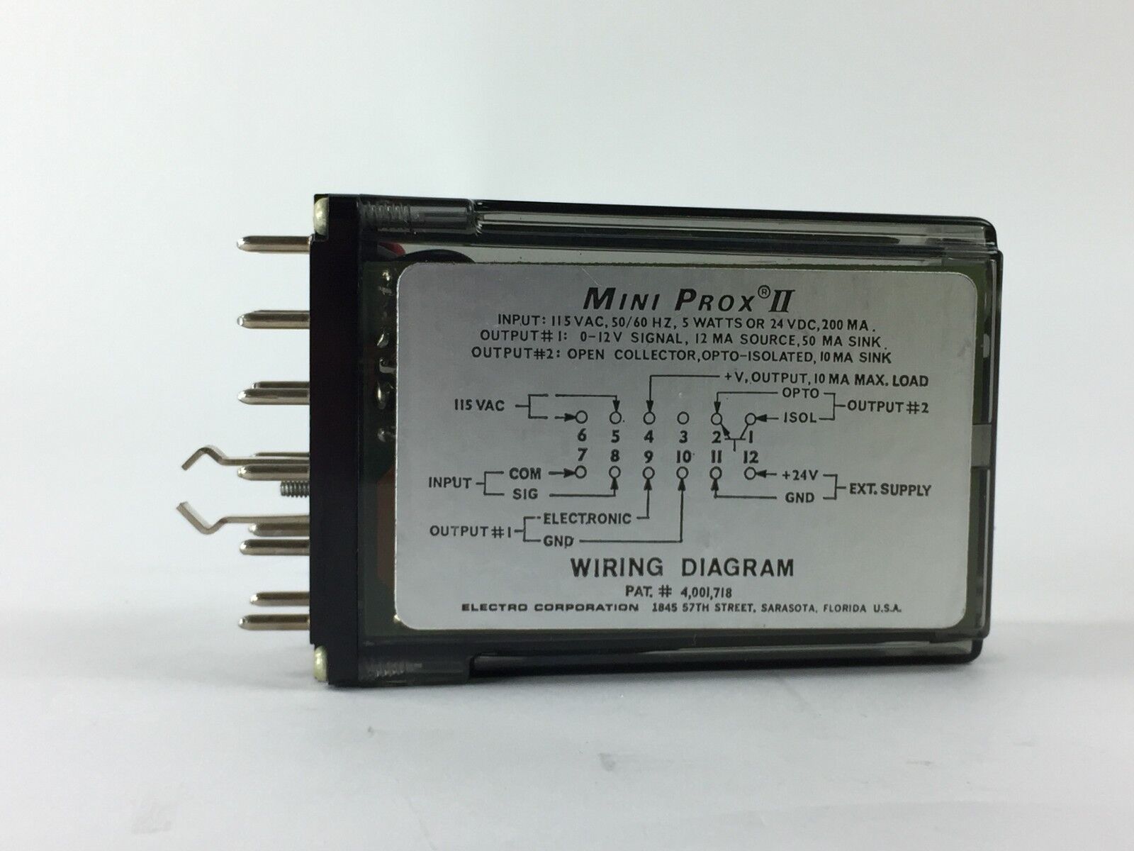 Electro Corporation Mini Prox II Model 55141B 115Vac/24Vdc Proximity Module