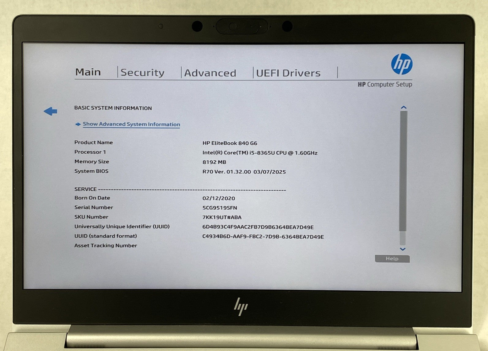 HP EliteBook 840 G6 Intel Core i5-8365U 1.6 GHz 8 GB RAM 14.0" No HDD No OS
