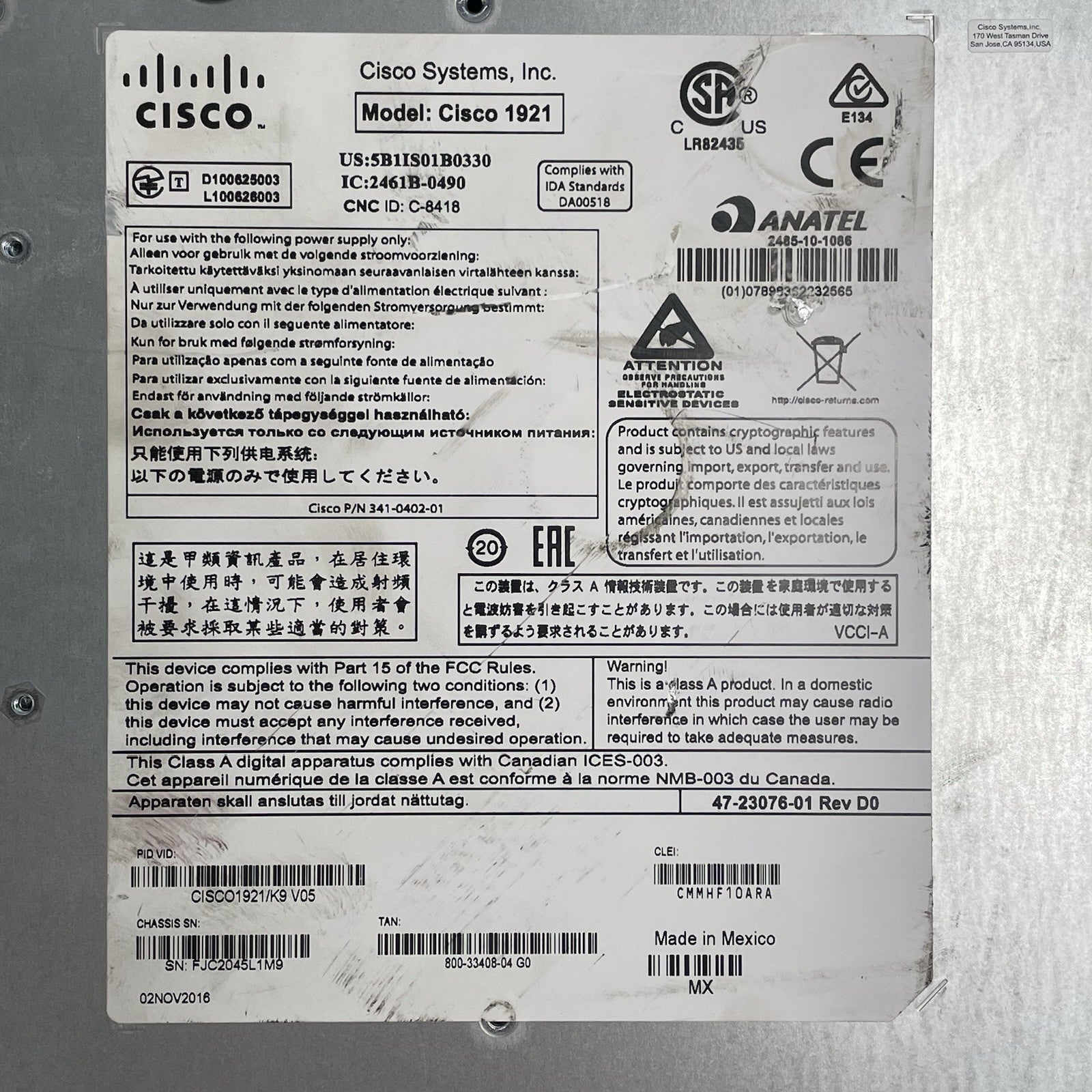 Cisco 1921/K9 V05 Integrated Services Router10