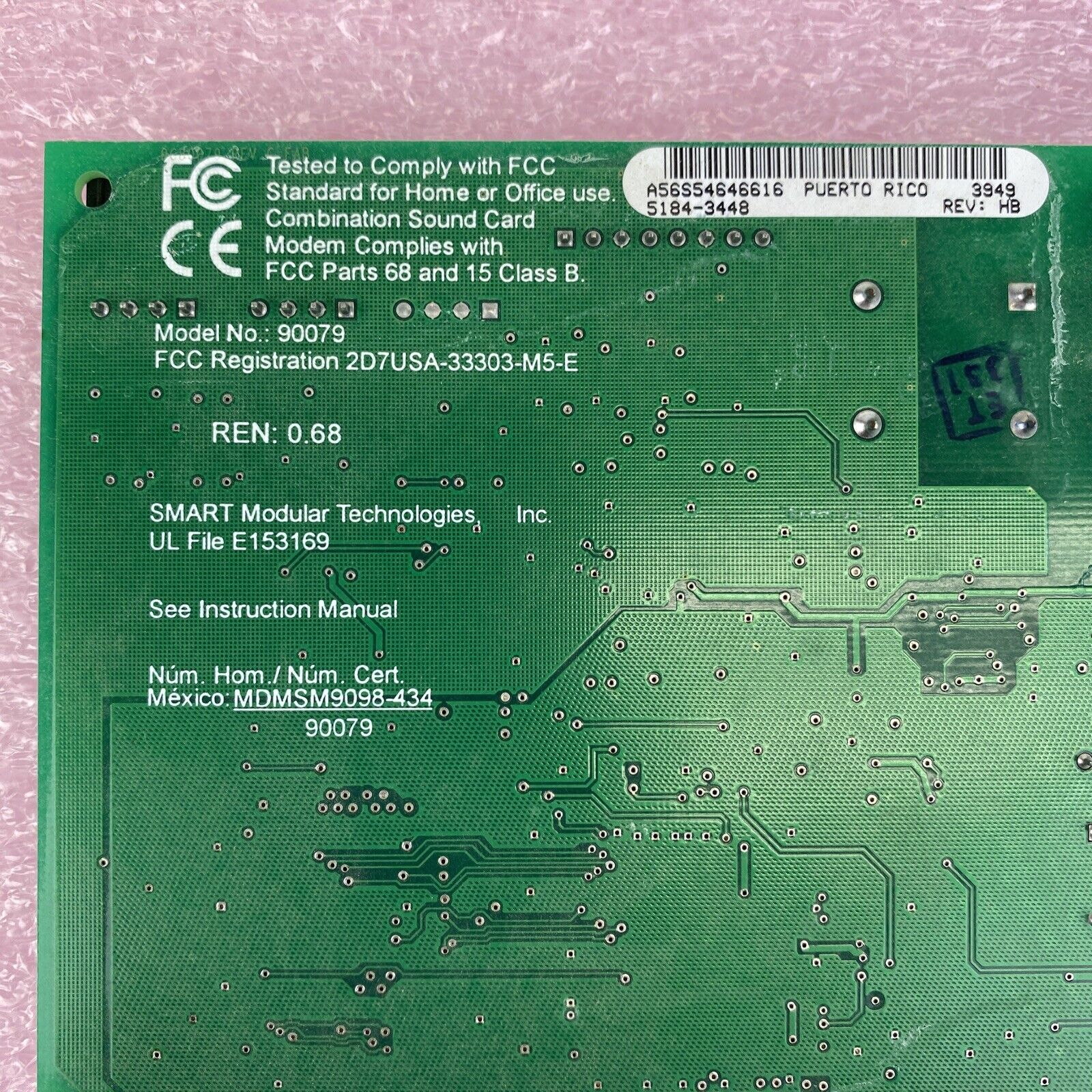 Smart Modular Tech 5184-9924 90079 PCI Sound Card Modem (Lot of 2)