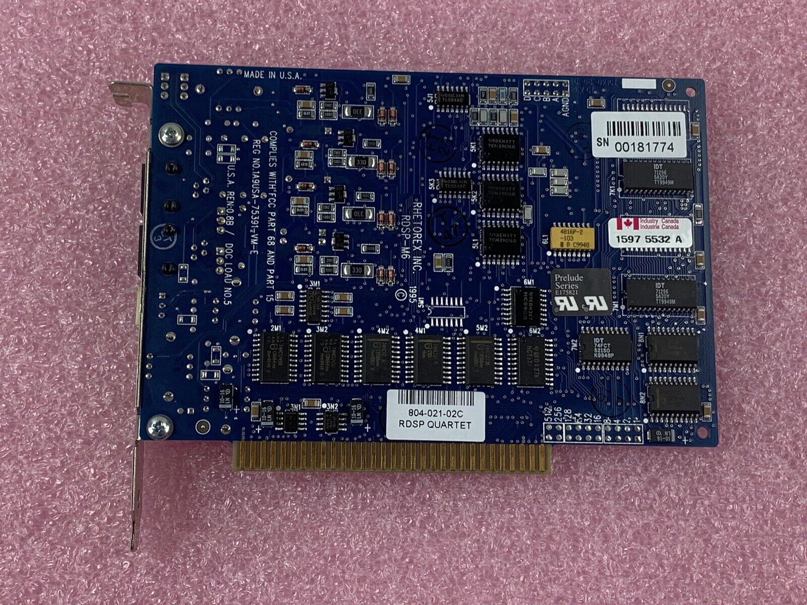 Rhetorex Inc RDSP-M6 4 Port Analog Voicemail Card 1A9USA-75391-VM-E
