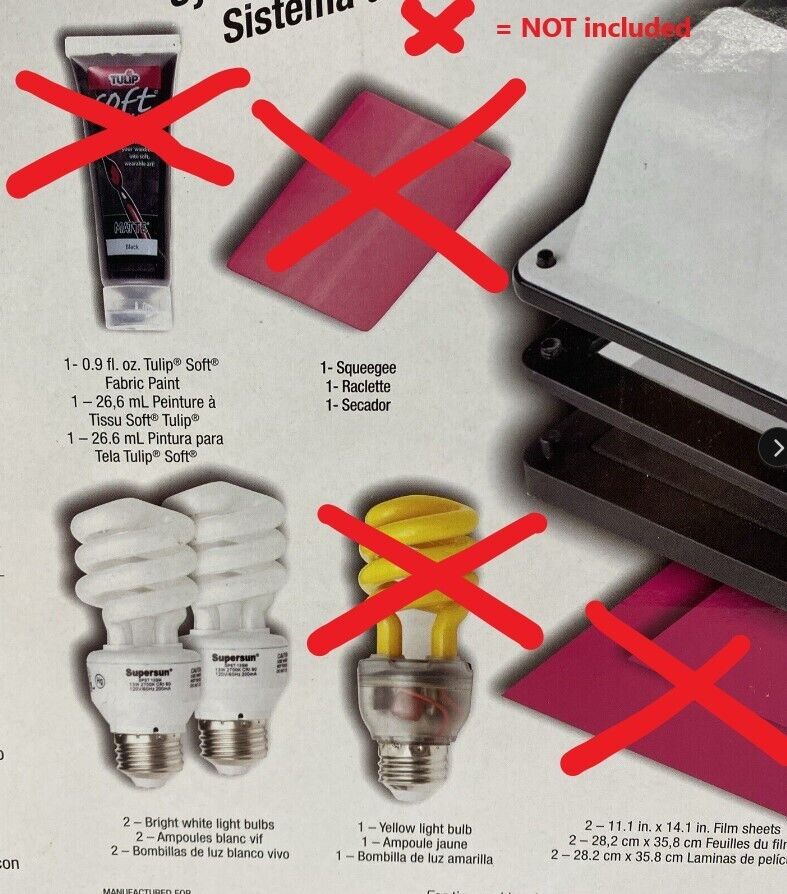Tulip 29681 SCREENit Screen Printing LAMP ONLY No Paint No Yellow Bulb