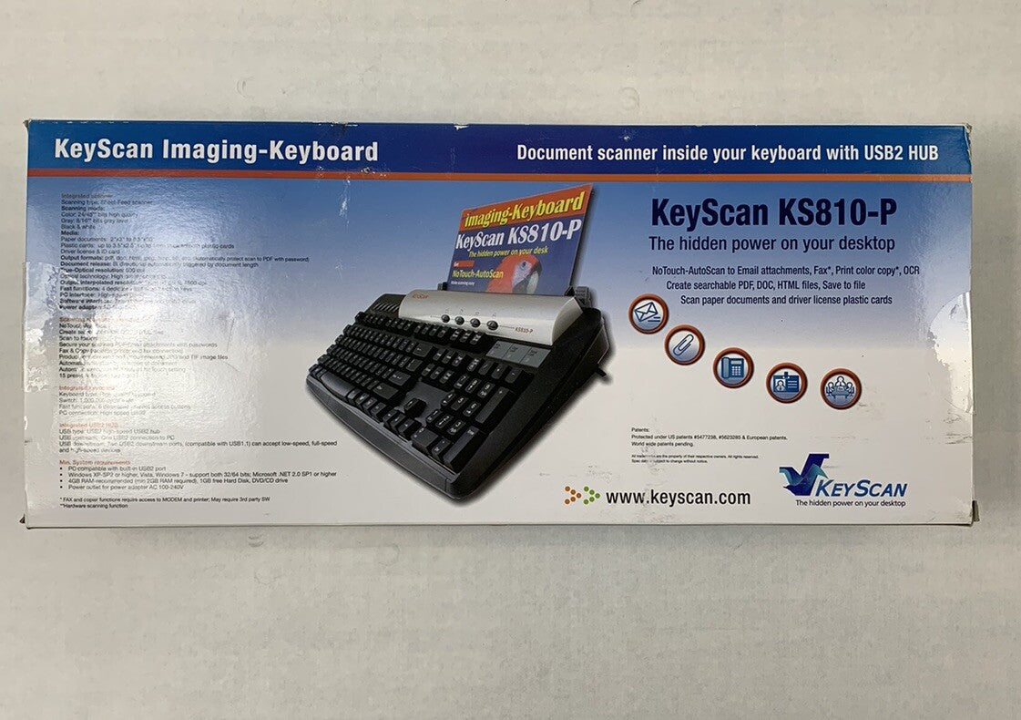 KeyScan KS810-P Imaging-Keyboard NoTouch-Autoscan Technology