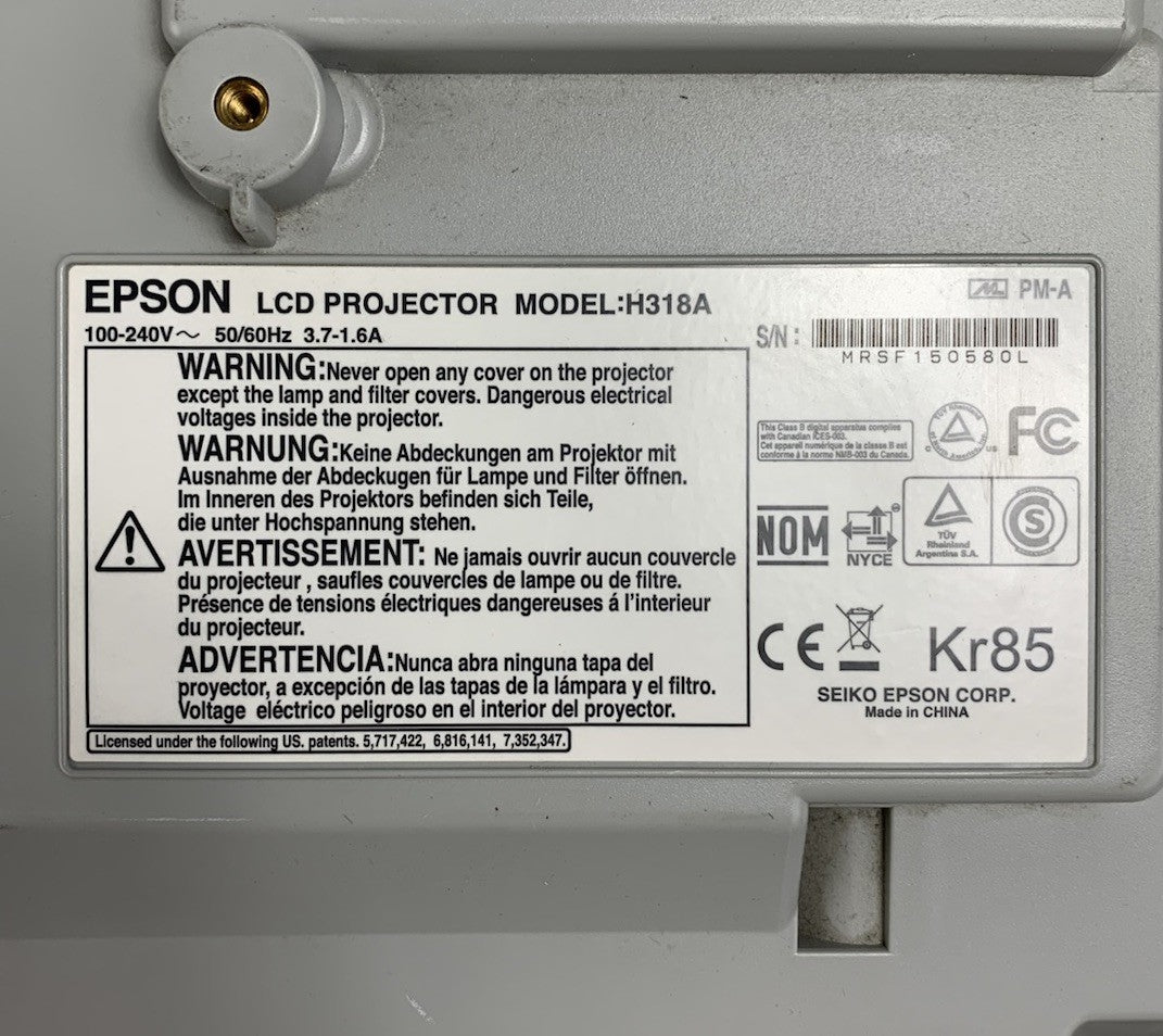 Epson PowerLite 450W H318A LCD Lamp Projector 1280 Lamp Hours - No Remote7