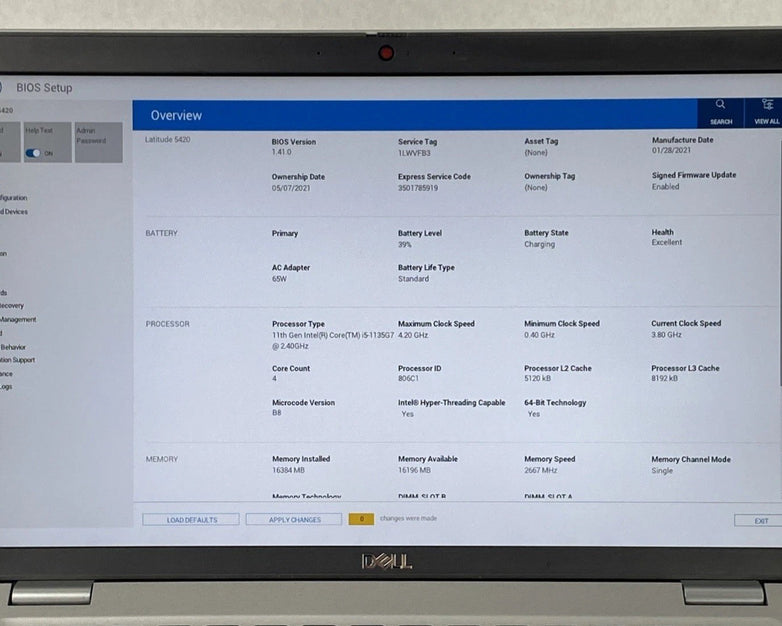 Dell Latitude 5420 Intel Core i5-1135G7 2.40 GHz 16 GB RAM 14.0" No SSD No OS