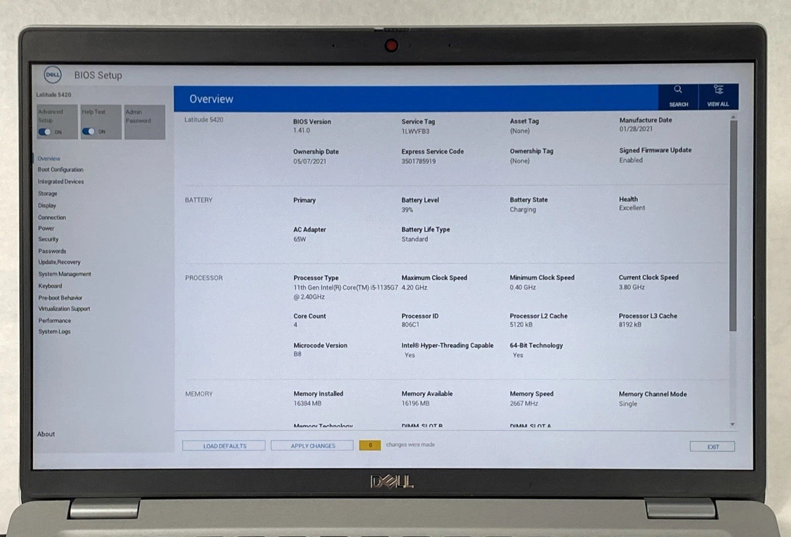 Dell Latitude 5420 Intel Core i5-1135G7 2.40 GHz 16 GB RAM 14.0" No SSD No OS