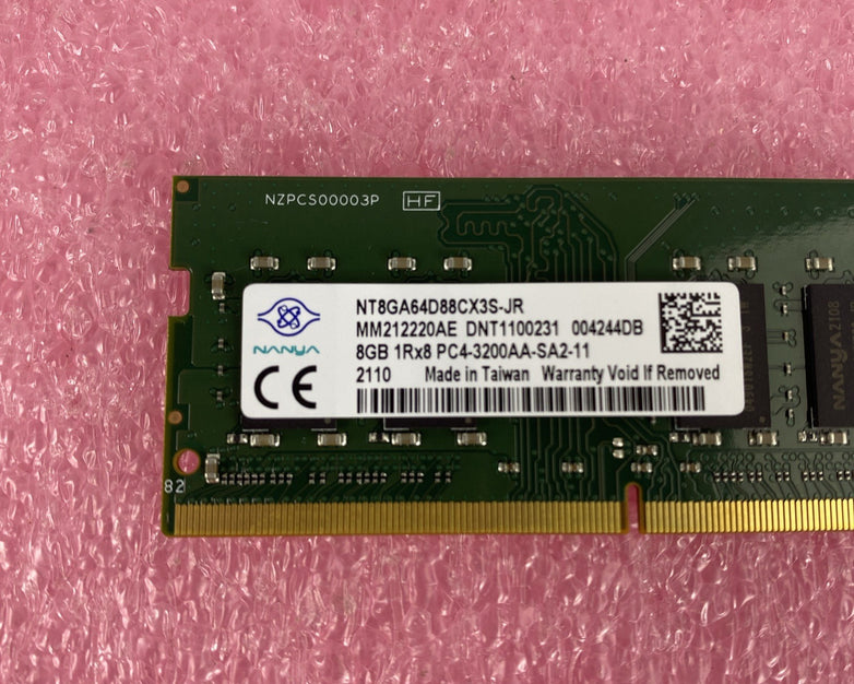 Nanya NT8GA64D88CX3S-JR PC4-3200AA-SA2-11 8GB 1Rx8 Memory Ram