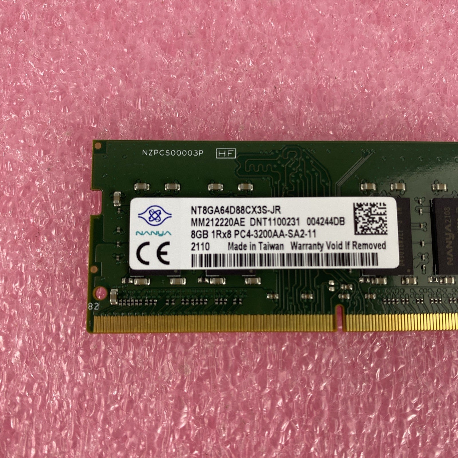 Nanya NT8GA64D88CX3S-JR PC4-3200AA-SA2-11 8GB 1Rx8 Memory Ram3