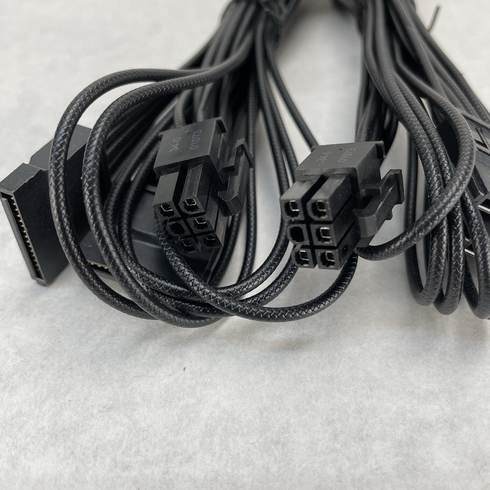 Unbranded Braided 6 Pin to 4 x SATA Driver Power Supply Modular Cable Lot of 2