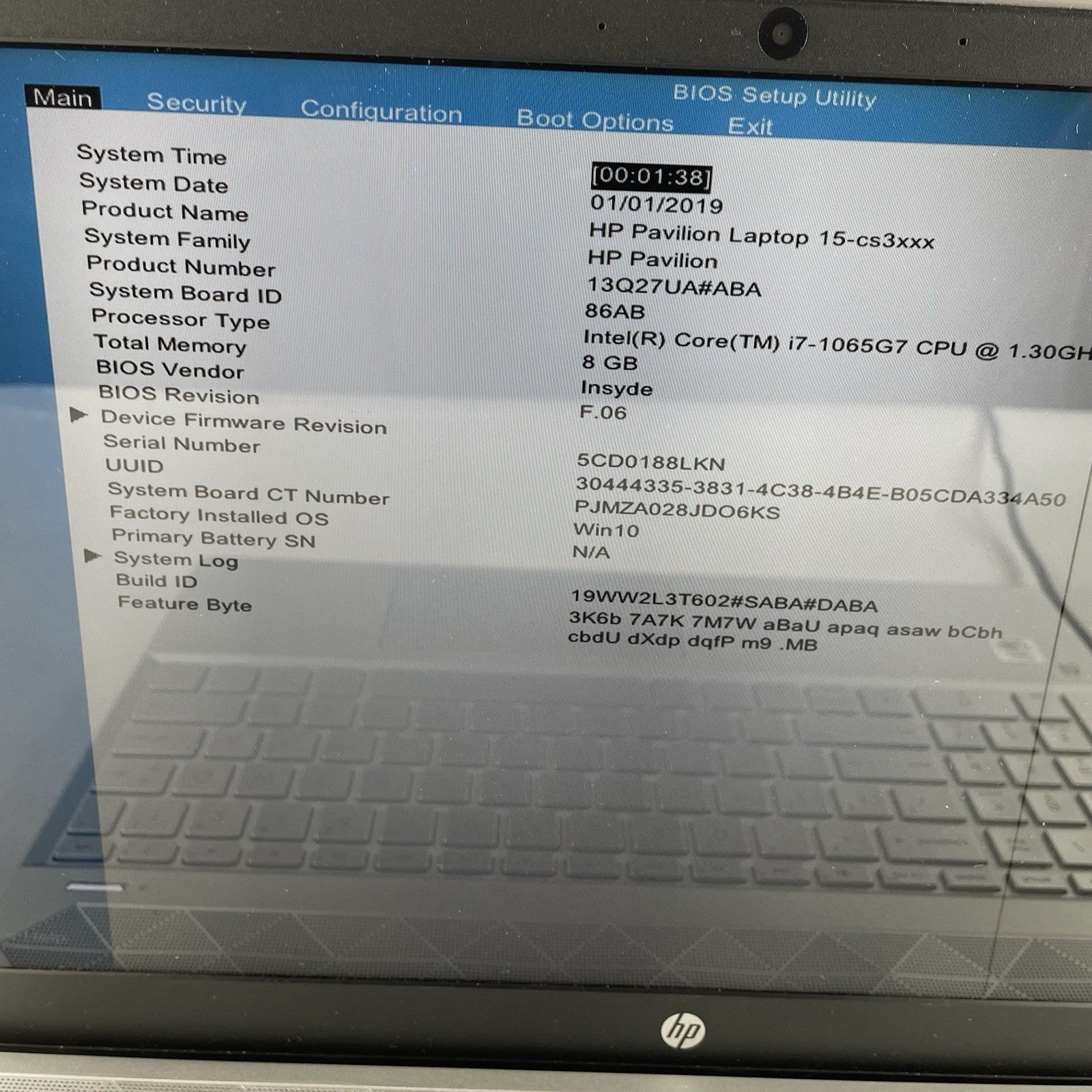 HP 15-cs3067st 15.6" i7-1065G7 1.30 GHz 8 GB RAM No SSD/OS/AC/Batt - READ2