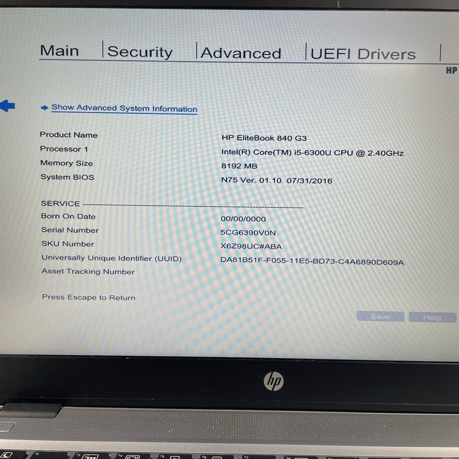 HP EliteBook 840 G3 15.6" i5-6300U 2.40 GHz 8 GB RAM No SSD/OS/AC/Battery2