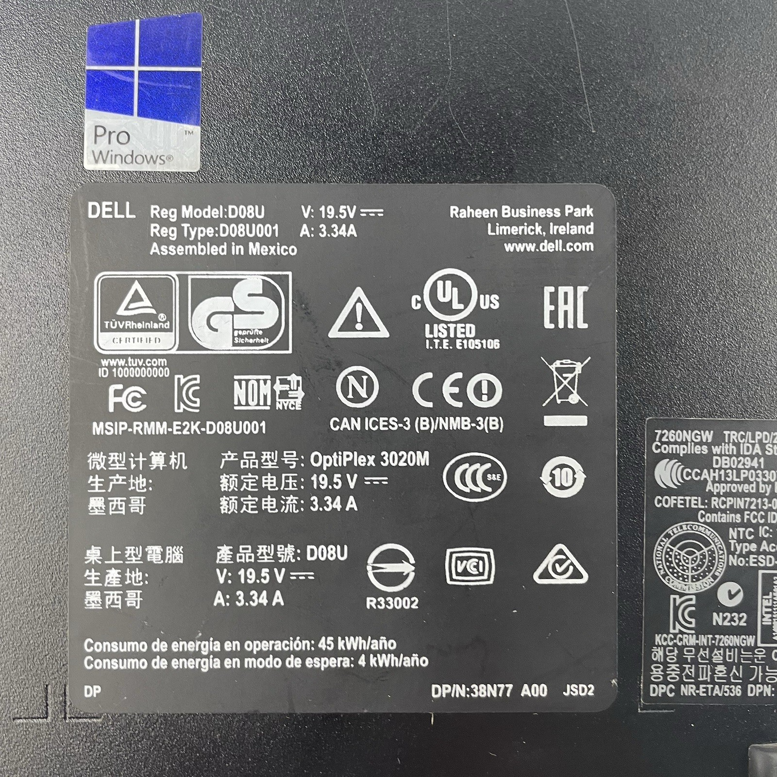 Dell Optiplex 3020M Micro i3-4160T 3.10 GHz 4 GB RAM No SSD/OS/AC10