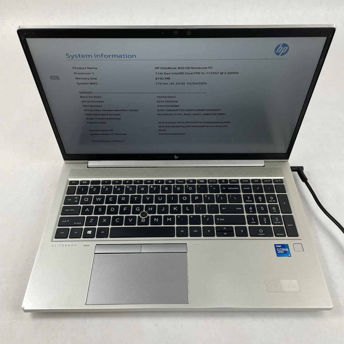 HP EliteBook 850 G8 15.6" i5-1145G7 2.60 GHz 8 GB RAM No SSD/OS/AC - Corner2