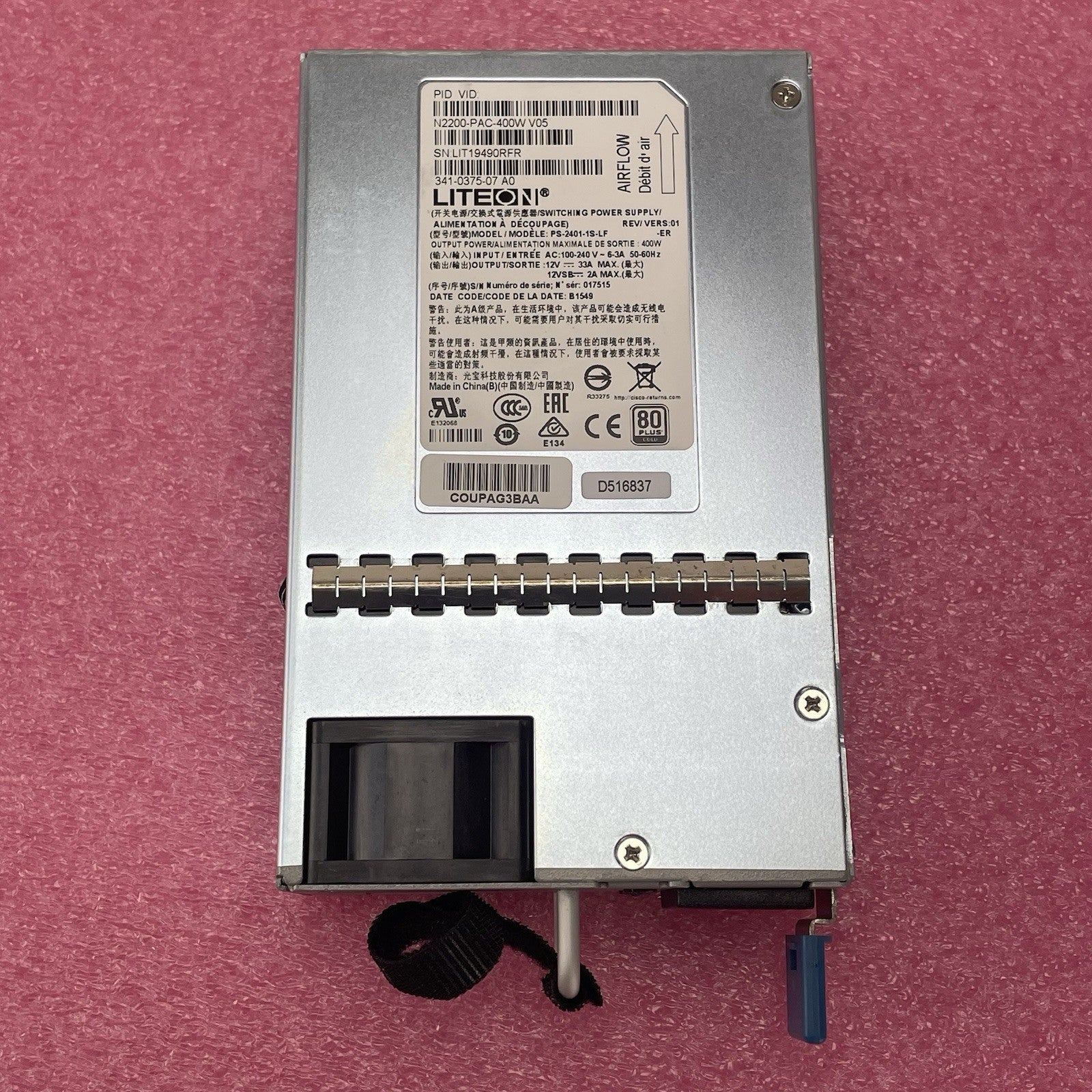 Cisco LiteOn PS-2401-1S-LF 400W Switch Power Supply Lot of 25