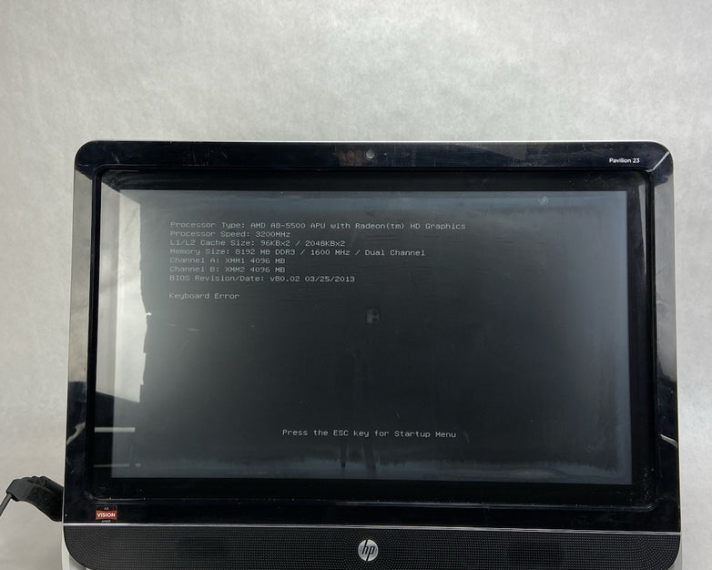 HP 23-F217C AIO AMD A8-5500 3.2GHz 8GB RAM No HDD No OS