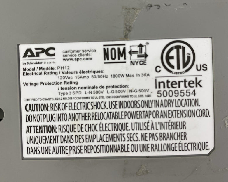 APC PH12 12 Outlet Surge Protected Power Strip - Lot of 2