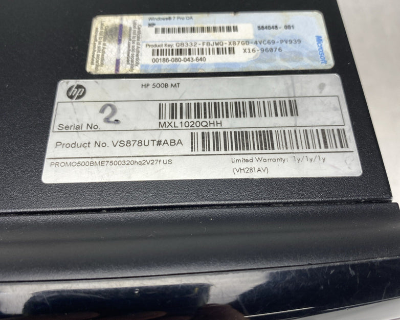 HP Pavilion 500B MT Intel Core 2 Duo E7500 2.93GHz 4GB RAM No HDD OS READ