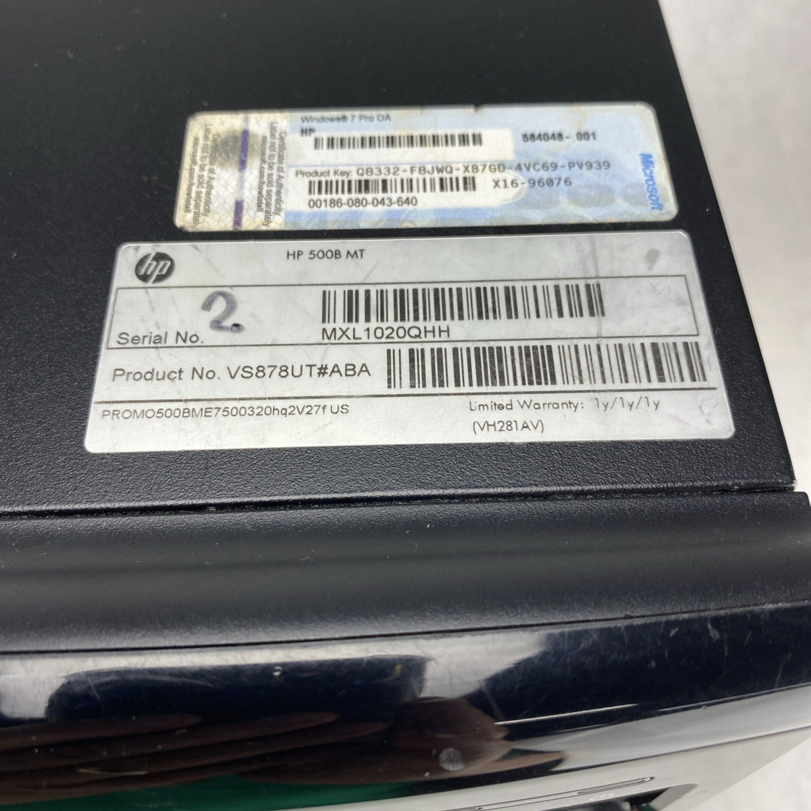 HP Pavilion 500B MT Intel Core 2 Duo E7500 2.93GHz 4GB RAM No HDD OS READ