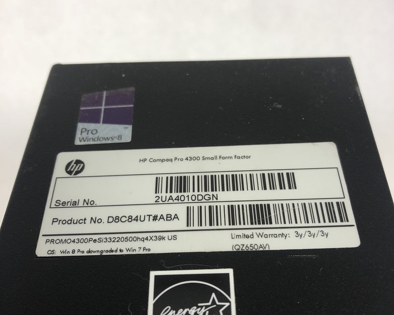 HP Compaq Pro 4300 SFF Intel Core i3-3220 3.30 GHz 4GB RAM No HDD No OS