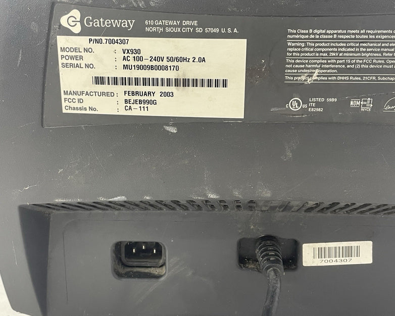 Gateway VX930 786N 17" VGA CRT Color Monitor Tested Retro Gaming Grade B