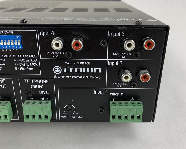 Crown 160MA Commercial Mixer Amplifier 4 Input 60W Ohm 1-2 Power Tested