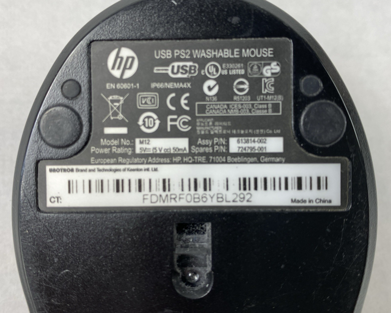 HP M12 USB PS2 Washable Mouse (Lot of 4)