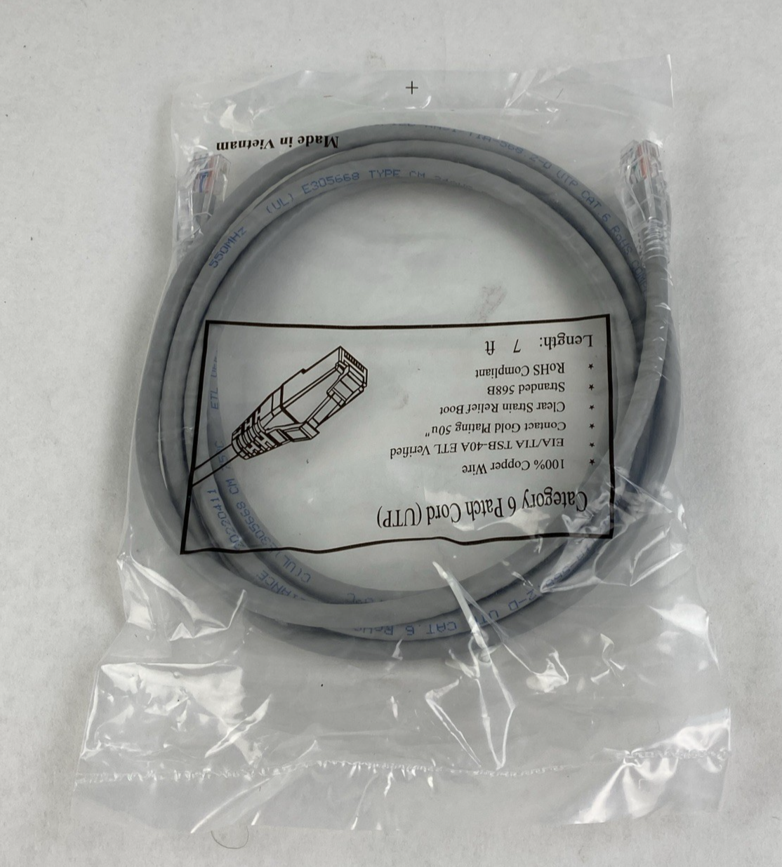 Category 6 Patch Cord (UTP) 7FT 550MHz (Lot of 5)