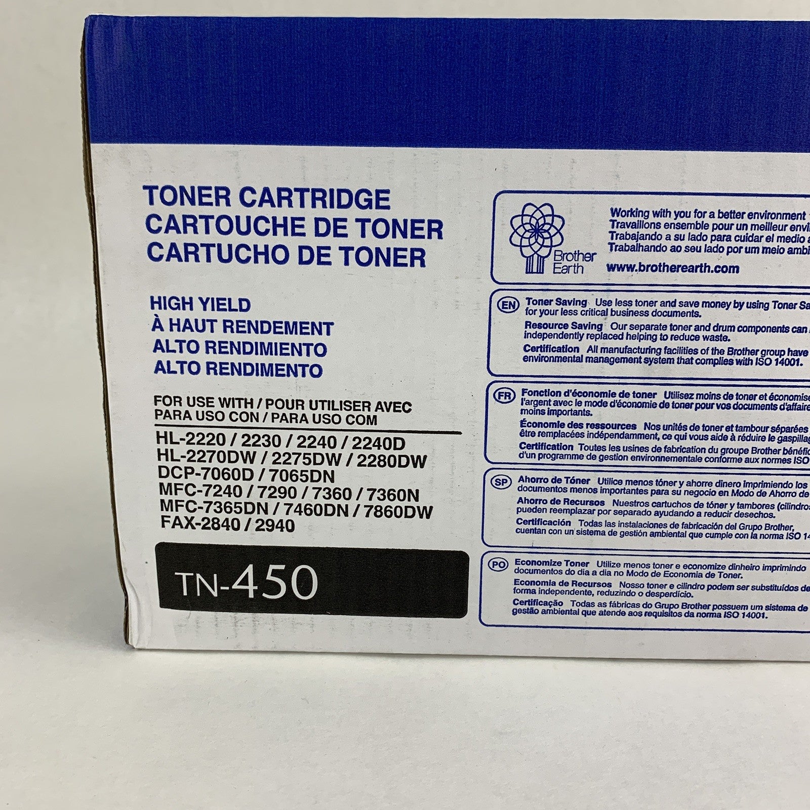 Brother TN-450 High Yield Black Toner Cartridge OEM New Sealed Box