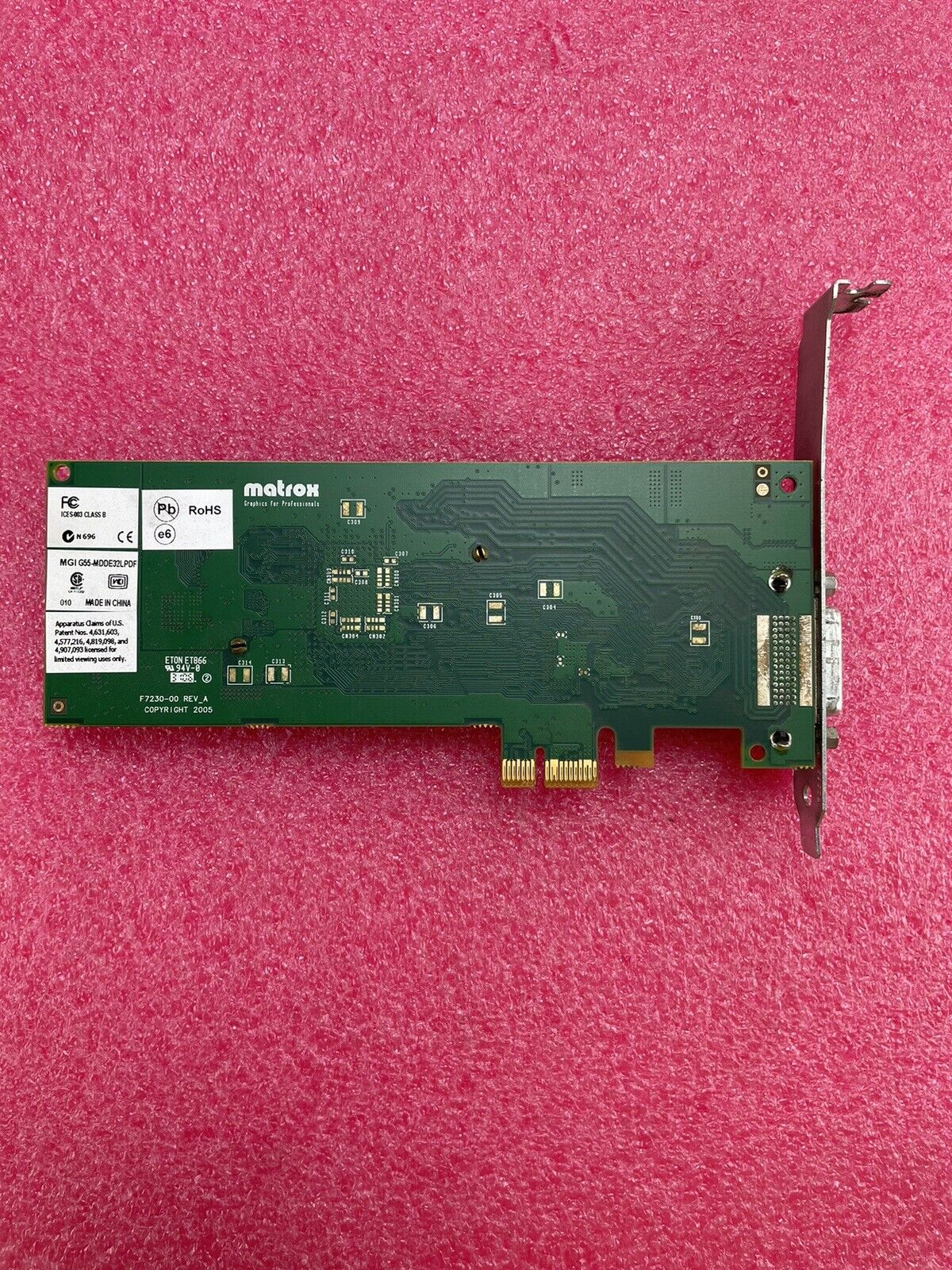 MATROX F7230-00 Rev-A PCI-Express DVI Graphics Card G55-MDDE32LPDF