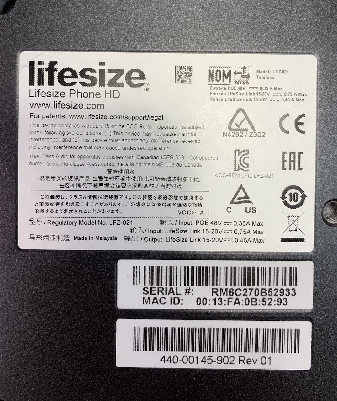LifeSize Phone HD LFZ-021 2nd Gen Conference Phone