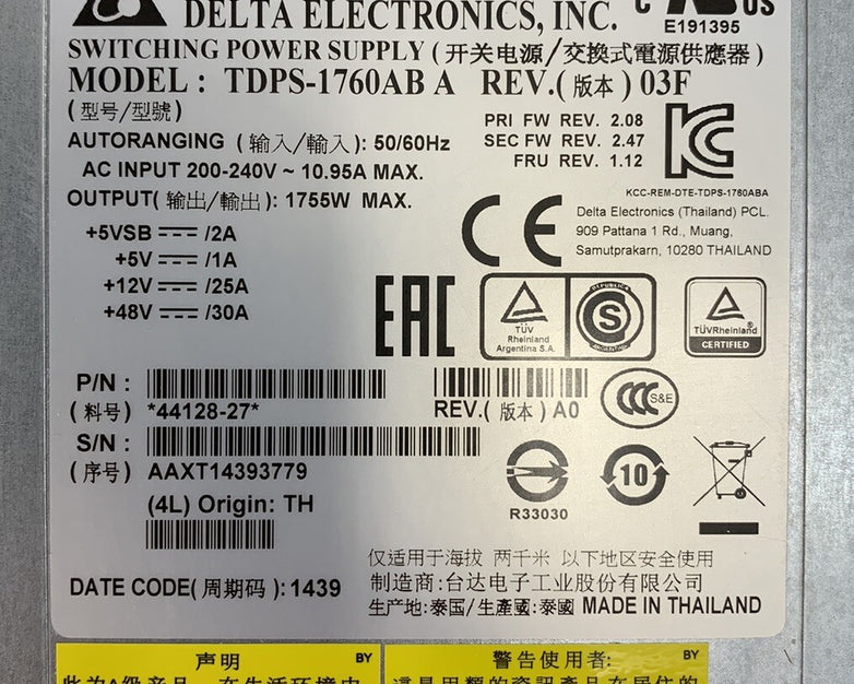 Delta Electronics TDPS-1760AB A Rev: 03F 1755W Switching Power Supply
