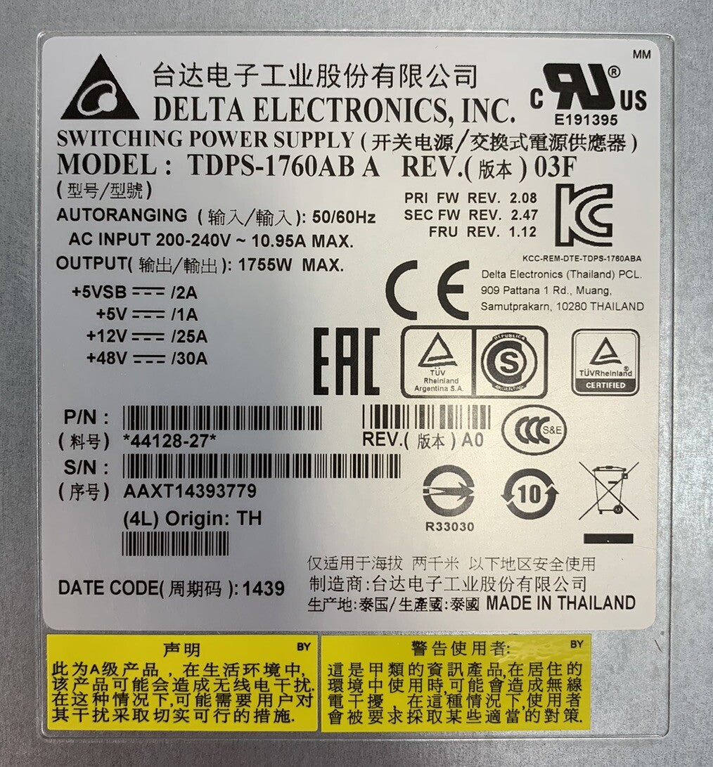Delta Electronics TDPS-1760AB A Rev: 03F 1755W Switching Power Supply