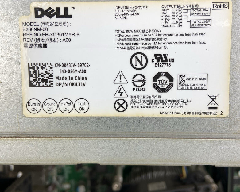 Dell Vostro 270 MT Intel Core i3-3220 3.3GHz 4GB RAM No HDD No OS