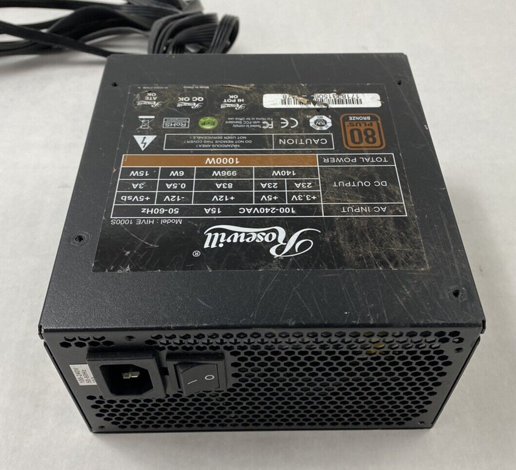 Rosewill HIVE-1000S 80 Plus Bronze Semi Modular Power Supply with Cables Tested