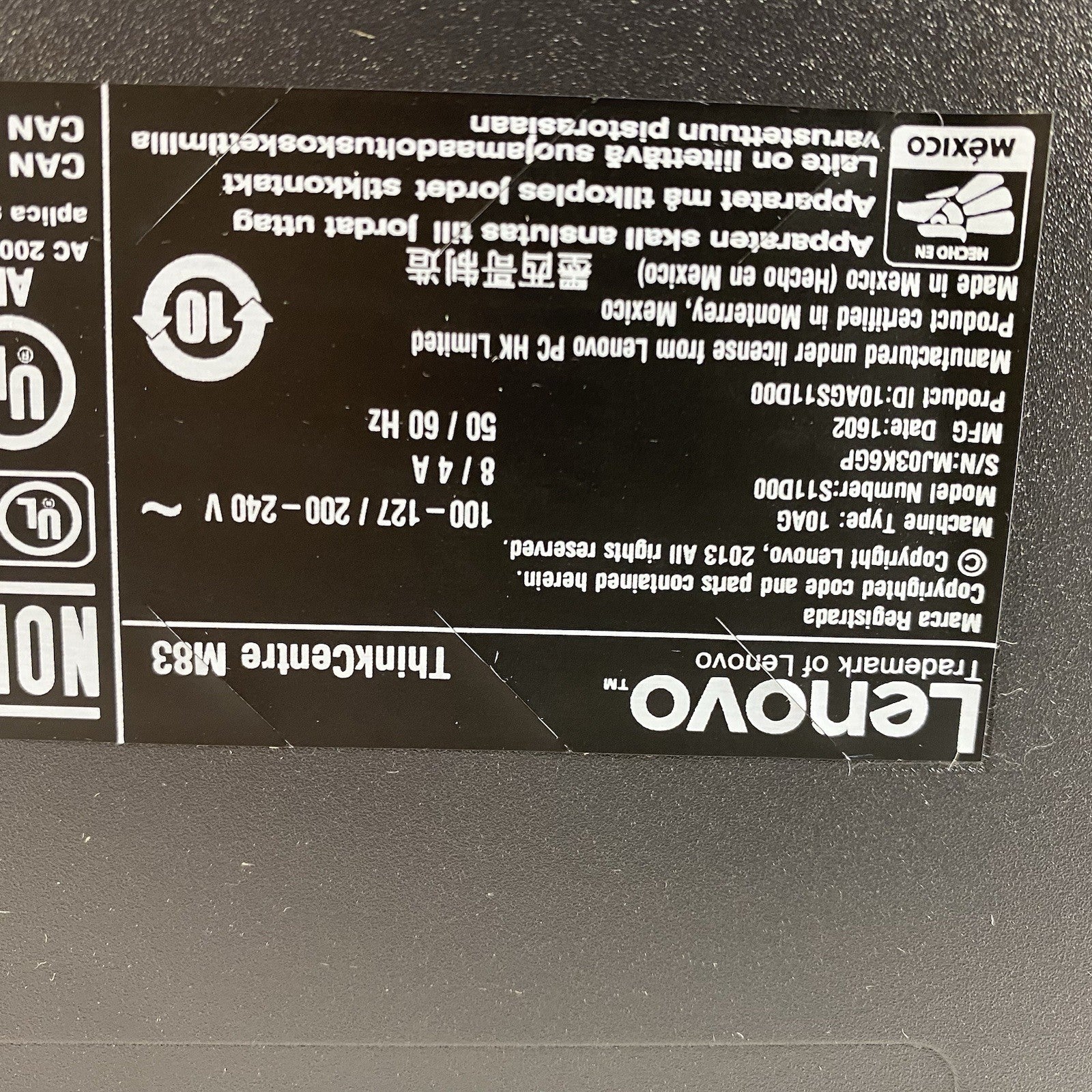Lenovo ThinkCentre M83 MT Intel Core i5-4670 3.4GHz 2x4GB RAM No HDD No OS7