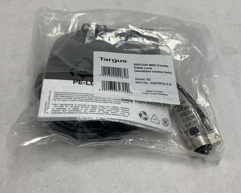 Targus DEFCON MINI 60 ASP66GLX-S Combo Cable Lock