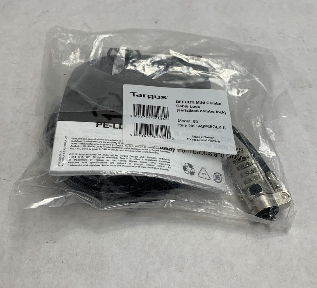 Targus DEFCON MINI 60 ASP66GLX-S Combo Cable Lock1