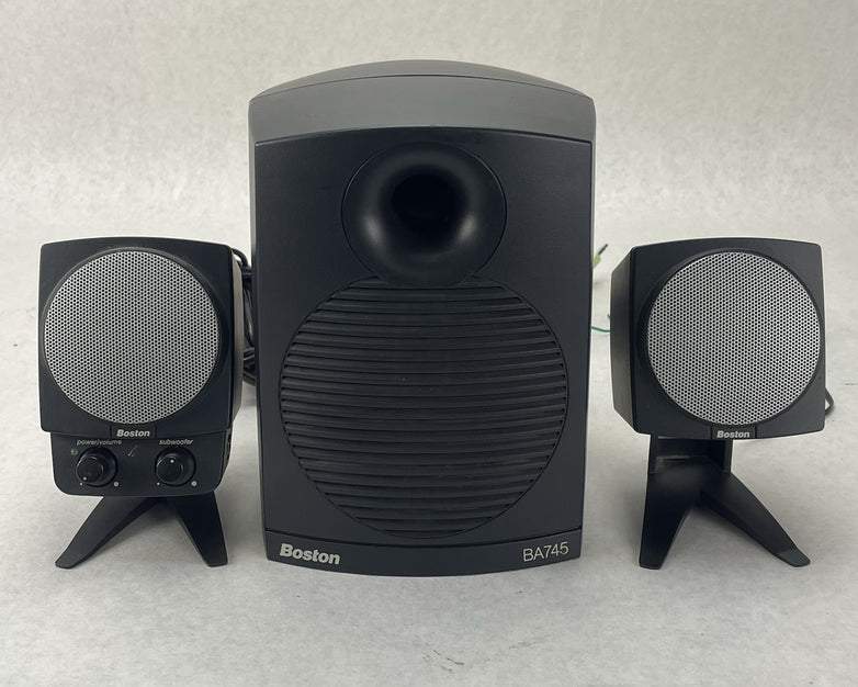 Boston Acoustics BA745 Computer Speaker System Sub & 2 Satellites Tested