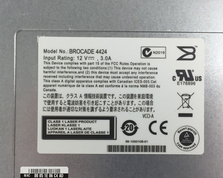 Dell GX499 0GX499 Brocade 4424 M1000E 4Gbps Fiber Channel Switch